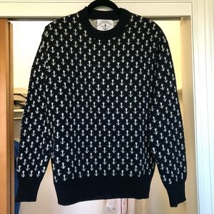 Lightly Worn Original Cotton Anchor Sweater - Navy